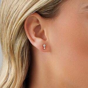 Boucles d'oreilles double clous avec .28 carats de diamants TW en or blanc 10kt