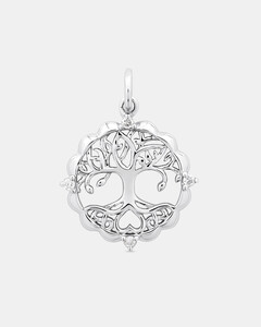 Tree of Life Motif Pendant with Diamonds in Sterling Silver