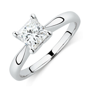Certified Solitaire Engagement Ring with 1 Carat TW Diamond in 18kt White Gold