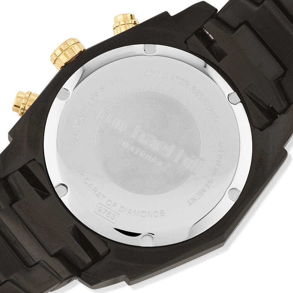 Men's Solar Chronograph Watch with 1/2 Carat TW of Diamonds in Black & Gold Tone Stainless Steel