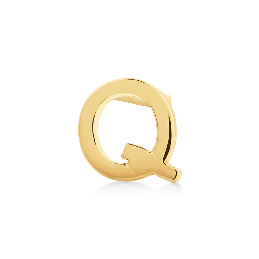 Bouton d'oreille unique à initiale Q en or jaune 10 K
