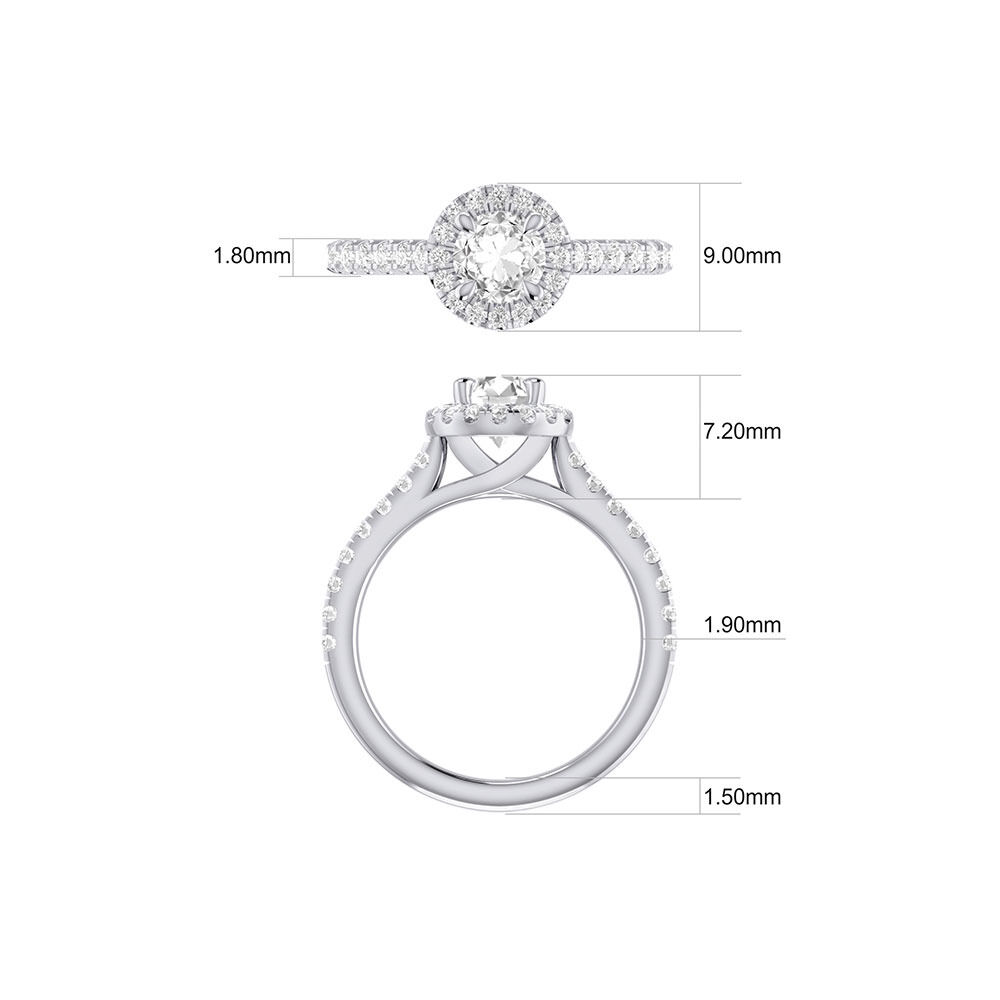Engagement Ring with 1.38 Carat TW of Diamonds in 14kt White Gold