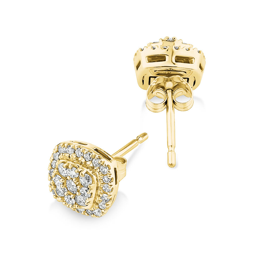 Cluster Stud Earrings with 0.50 Carat TW of Diamonds in 10kt Yellow Gold