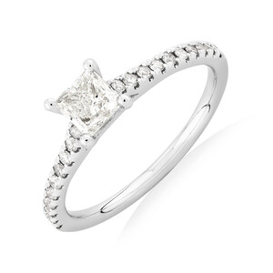 Engagement Ring with 0.78 Carat TW Diamonds in 14kt White Gold