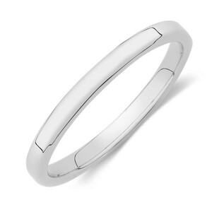 2mm Flat Bevelled Wedding Band in 10kt White Gold