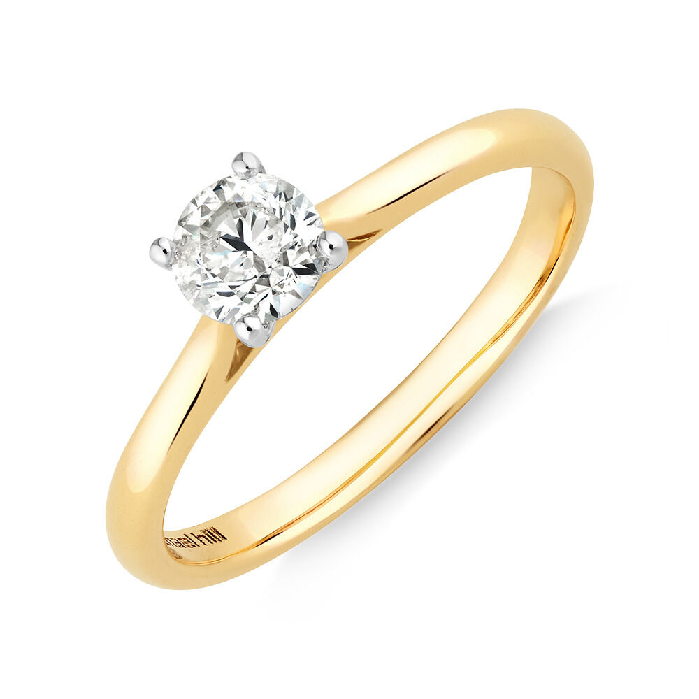 Evermore Certified Solitaire Engagement Ring with a 0.50 Carat TW Diamond in 14kt Yellow/White Gold