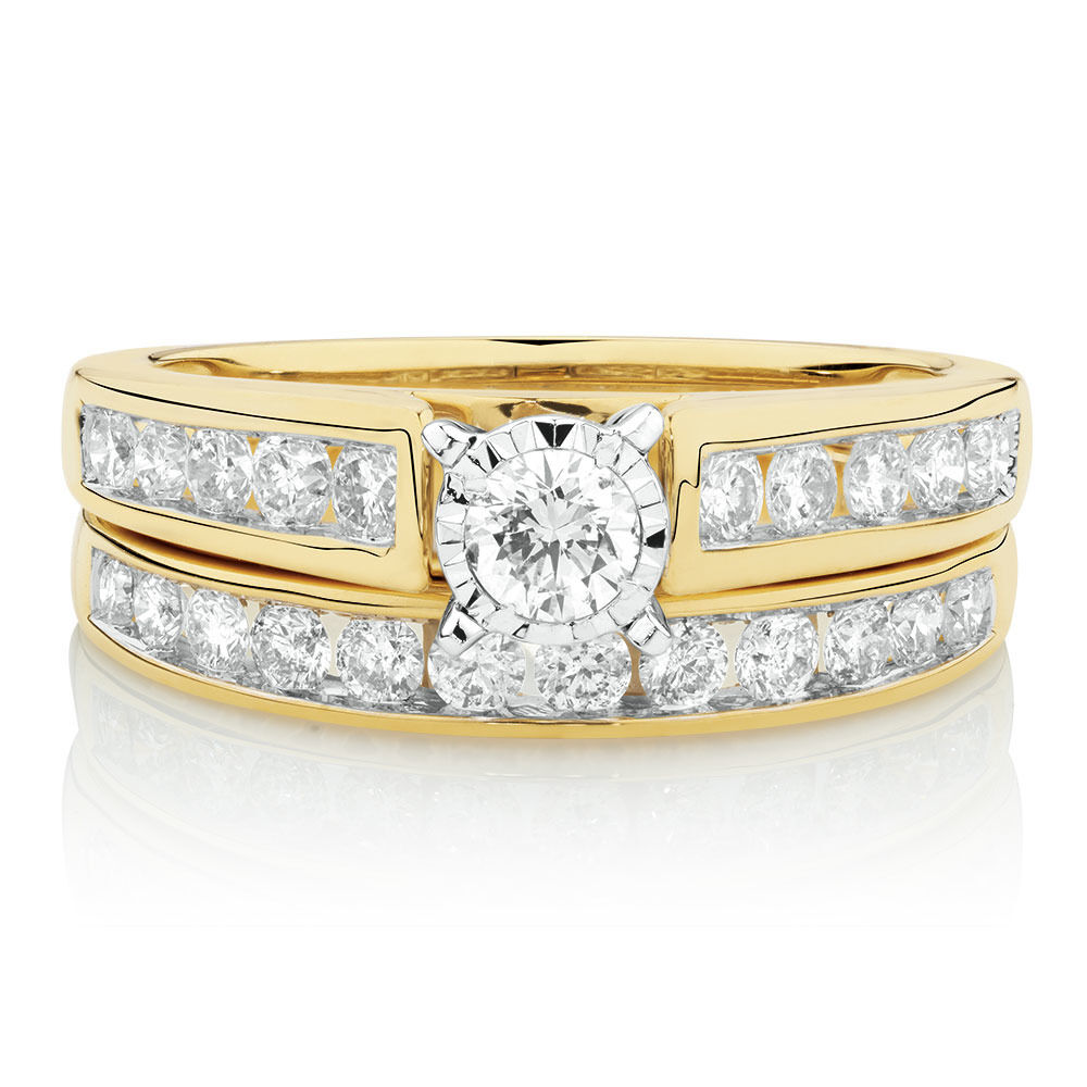 Bridal Set with 1 Carat TW of Diamonds in 14kt Yellow/White Gold