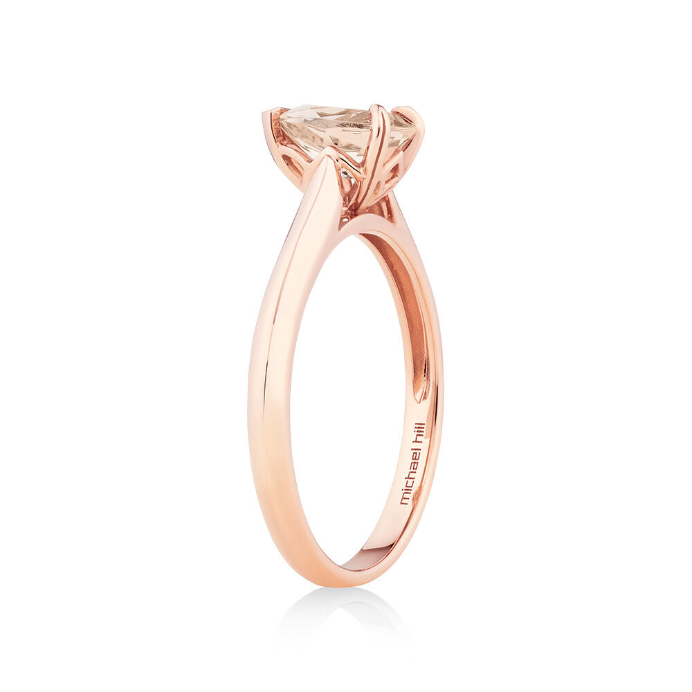 Solitaire Ring with Morganite in 10kt Rose Gold
