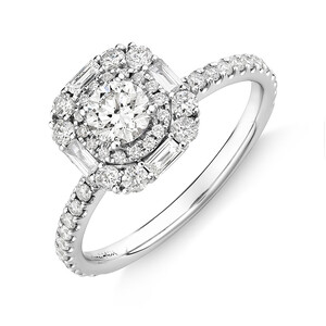 Bague de fiançailles Sir Michael Hill Designer en or blanc 18 K avec halo à diamants totalisant 0,79 ct