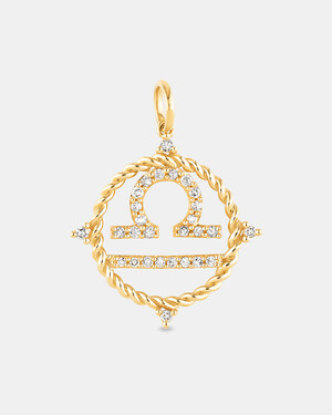 Libra Zodiac Pendant with 0.20 Carat TW of Diamonds in 10kt Yellow Gold