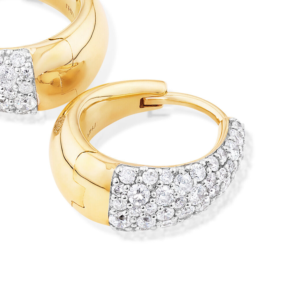 Stardust Hoops with .72TW of Diamonds in 10kt Yellow Gold and Rhodium