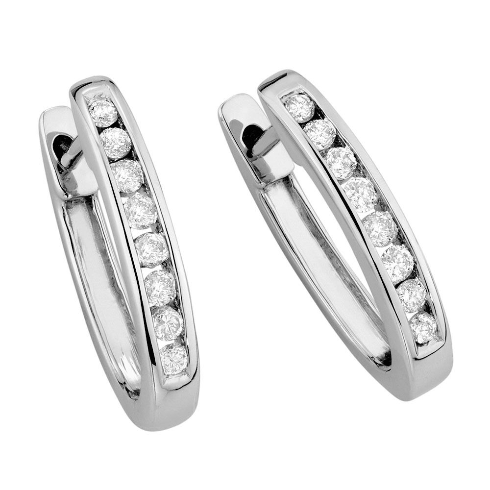 Hoop Earrings with 1/4 Carat TW of Diamonds in 10kt White Gold