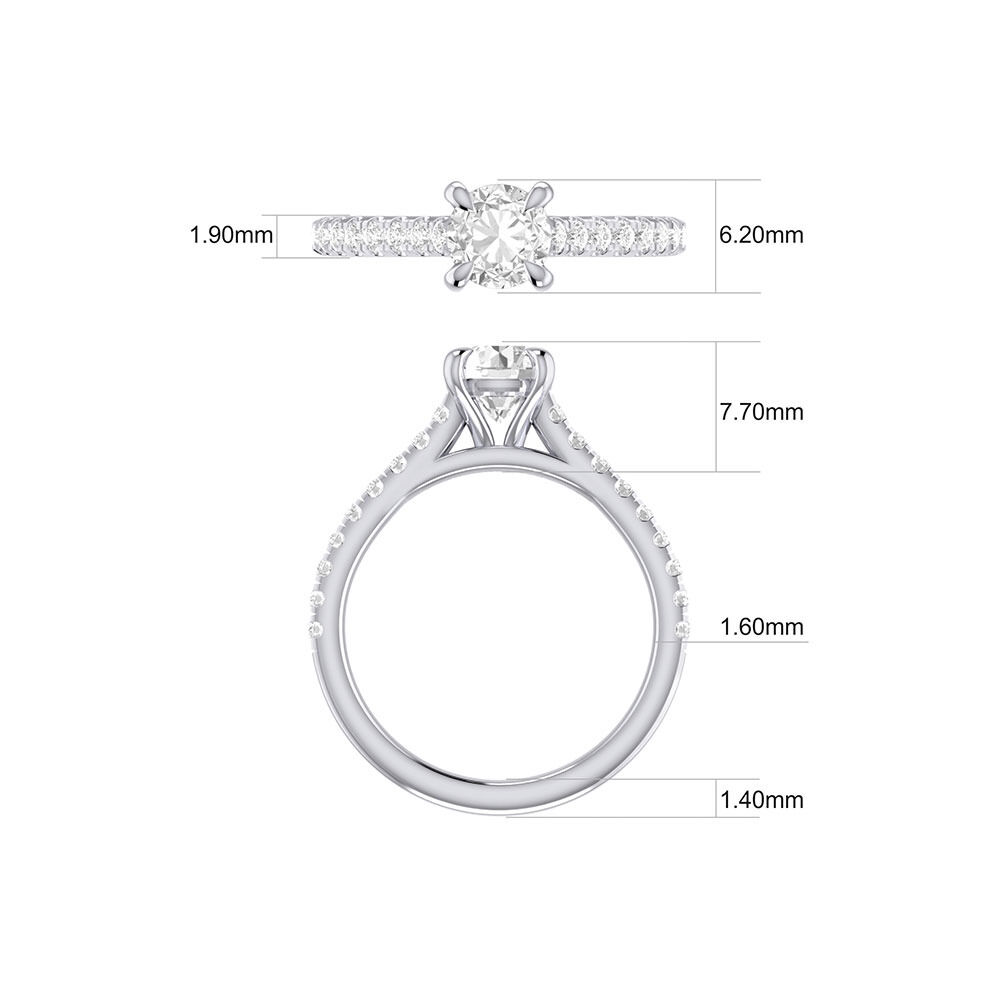 Engagement Ring with 1 1/4 Carat TW of Diamonds in 14kt White Gold
