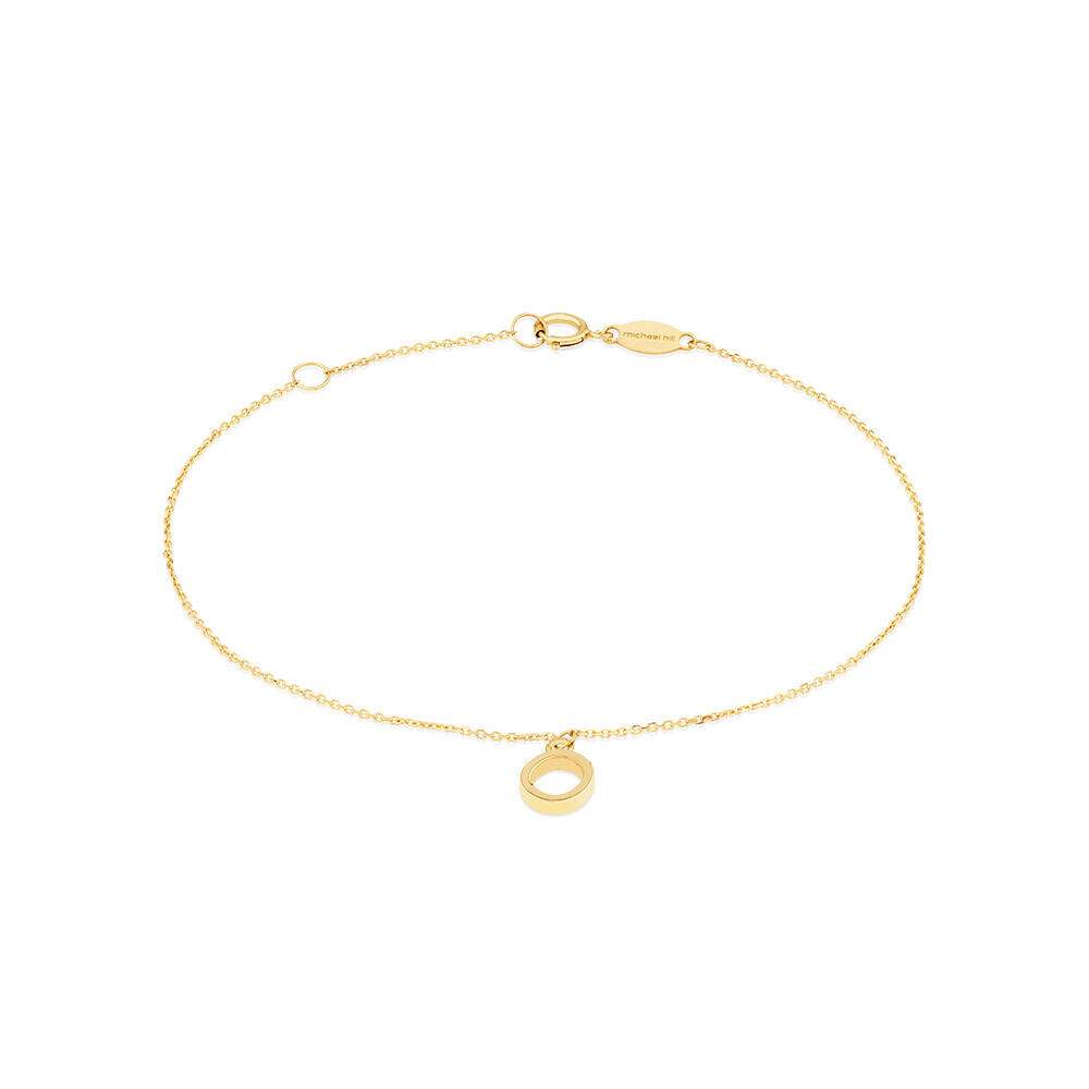 19cm (7.5") O Initial Bracelet in 10kt Yellow Gold