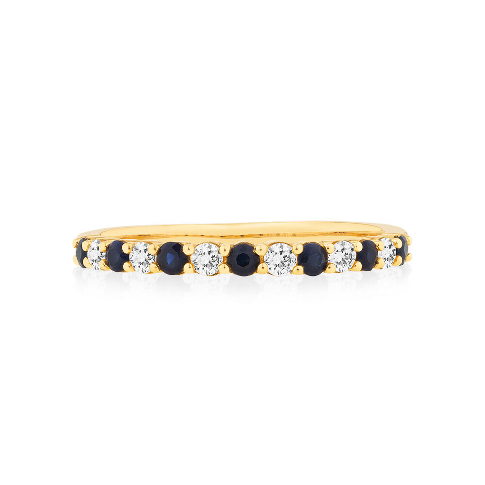 Ring with Blue Sapphire & 0.15 Carat TW of Diamonds in 10kt Yellow Gold