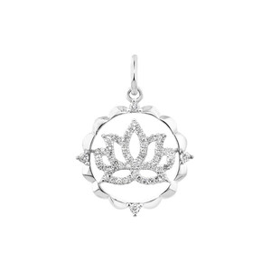 Pendentif à motif de lotus en argent sterling avec diamants totalisant 0,15 ct