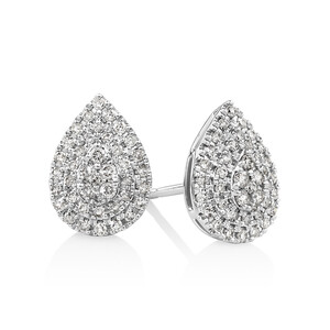 0.30 Carat TW Pear Shaped Diamond Cluster Stud Earrings in 10kt White Gold