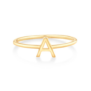 A Initial Ring in 10kt Yellow Gold