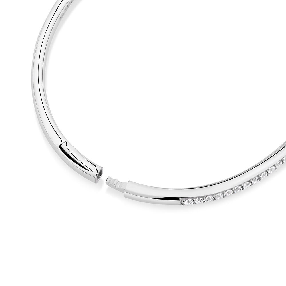 62mm Bangle With Cubic Zirconia In Sterling Silver
