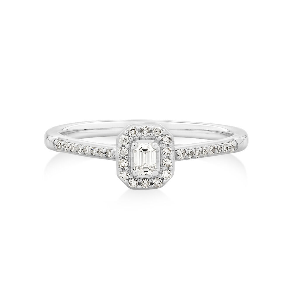 Halo Engagement Ring with .20TW of Diamonds in 10k White Gold