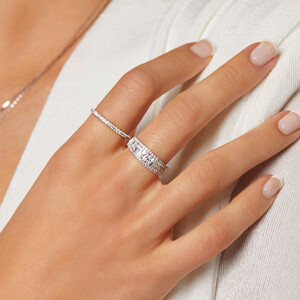Multi Row Ring with 0.50 Carat TW Diamond in 10kt White Gold