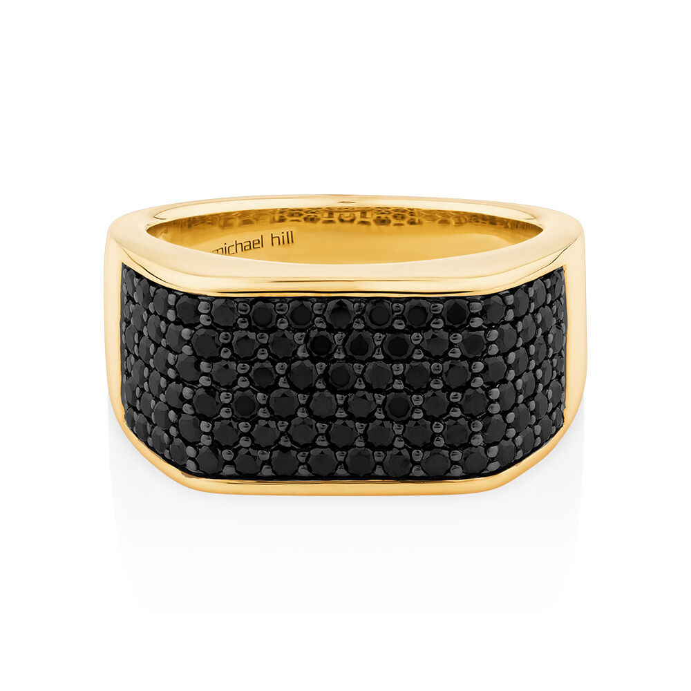Black Diamond Ring with 1.70TW of Diamonds in 10kt Yellow Gold