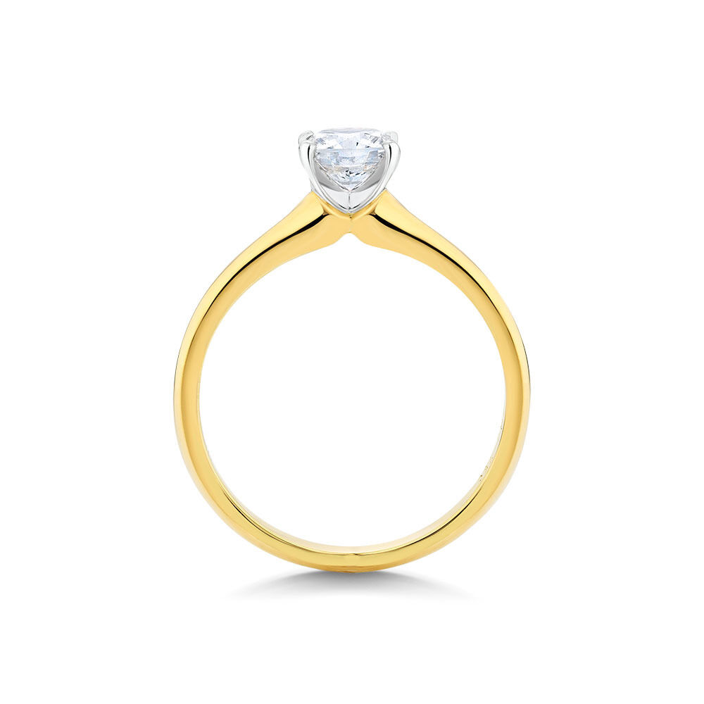 Certified Solitaire Engagement Ring with a 0.70 Carat TW Diamond in 14kt Yellow & White Gold