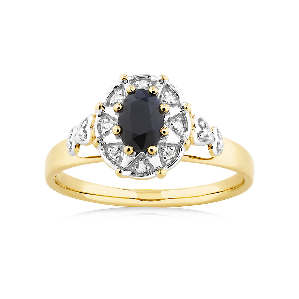 3 Ring Set with Sapphire & Diamonds in 10kt Yellow Gold