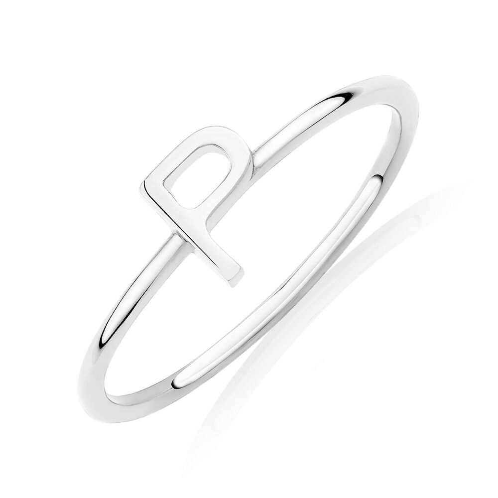P Initial Ring in Sterling Silver