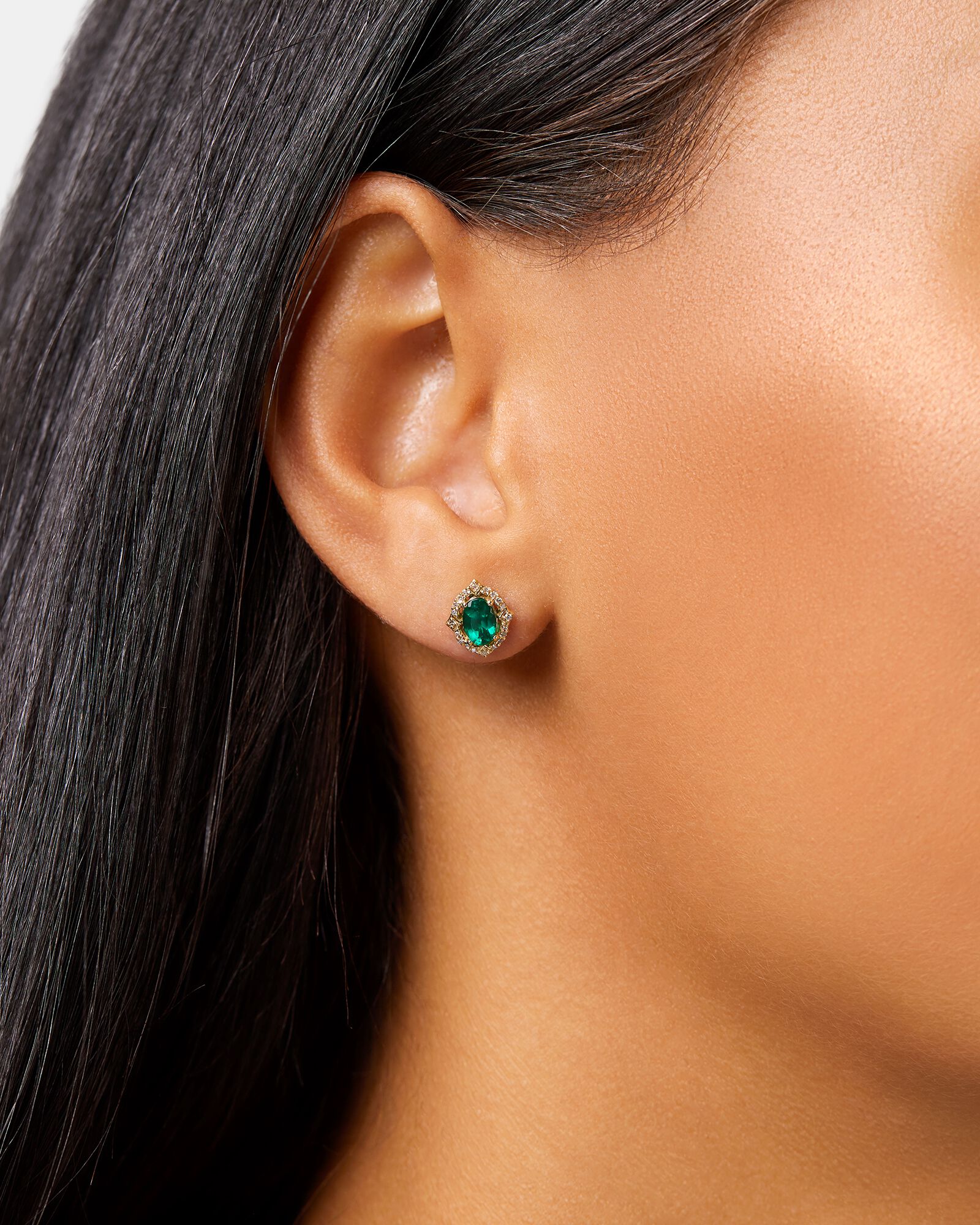 Lab created emerald earrings in yellow gold outlet