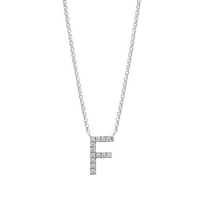 F Initial Necklace with 0.10 Carat TW of Diamonds in 10kt White Gold