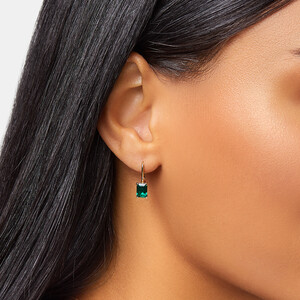 Drop Earrings with Laboratory Created Emerald in 10kt Yellow Gold