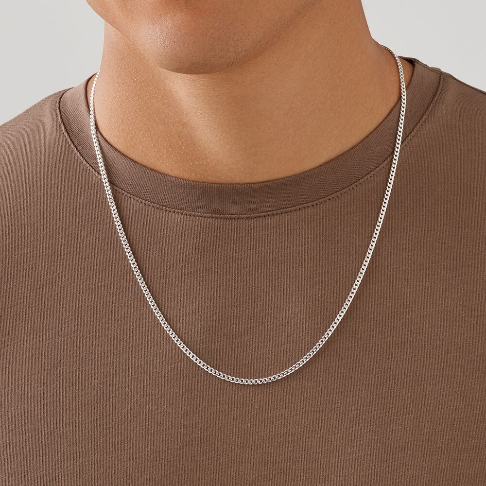 60cm (24") 2.5mm-3mm Width Curb Chain in Sterling Silver