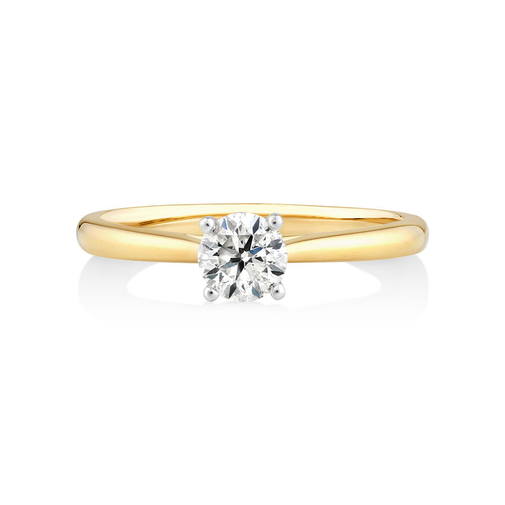 Bague de fiançailles à solitaire certifié Evermore en or jaune et blanc 14 K avec diamants totalisant 0,50 ct