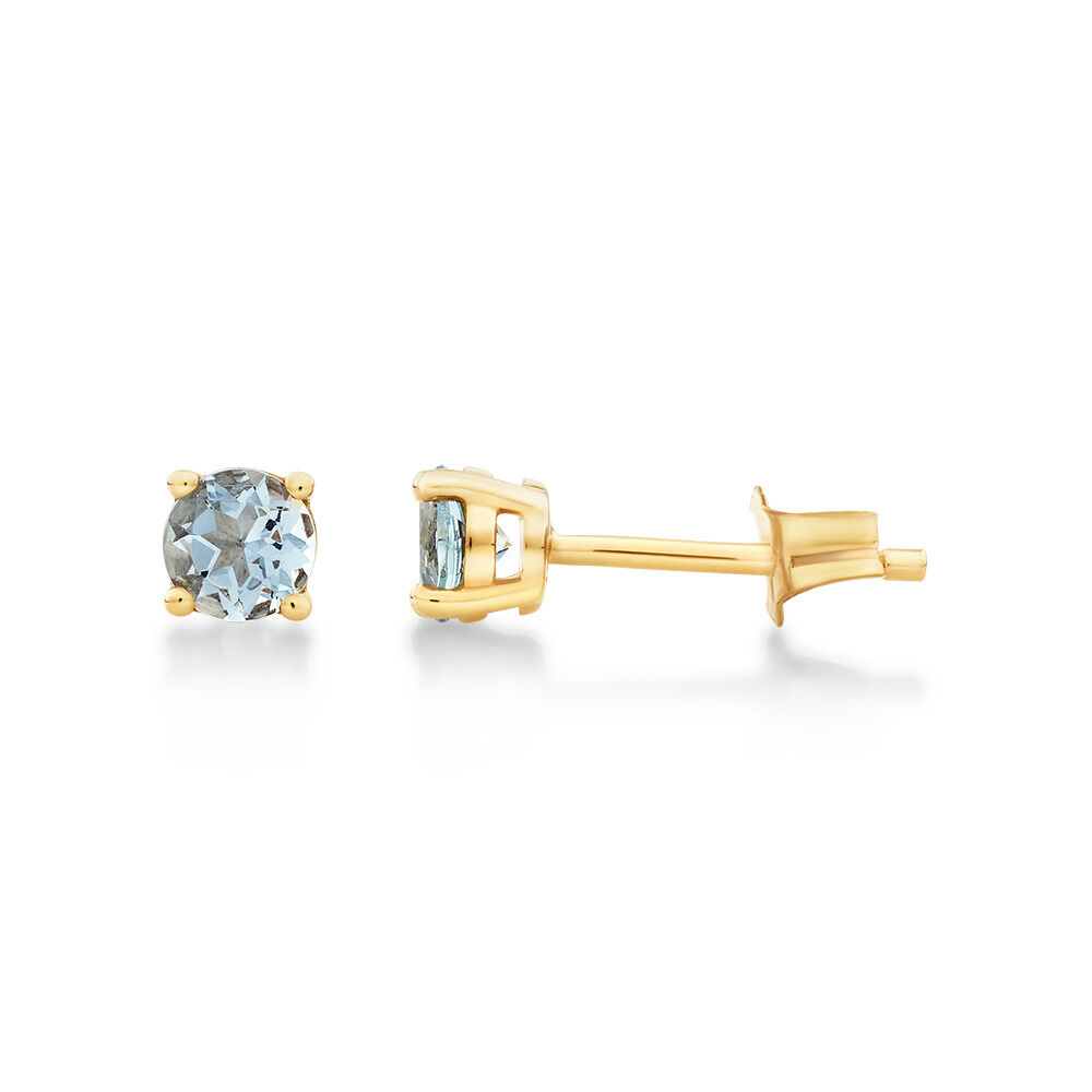 Stud Earrings with Aquamarine in 10kt Yellow Gold