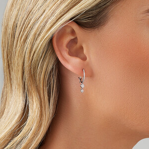 Boucles d'oreilles à double goutte avec 0,48 carat TW de diamants en or blanc 18 kt