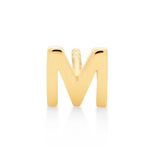 M Initial Single Stud Earring in 10kt Yellow Gold