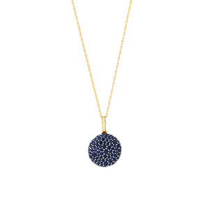 Pave Pendant with Sapphire in 10kt Yellow Gold