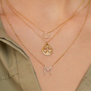 Libra Zodiac Necklace in 10kt Yellow Gold
