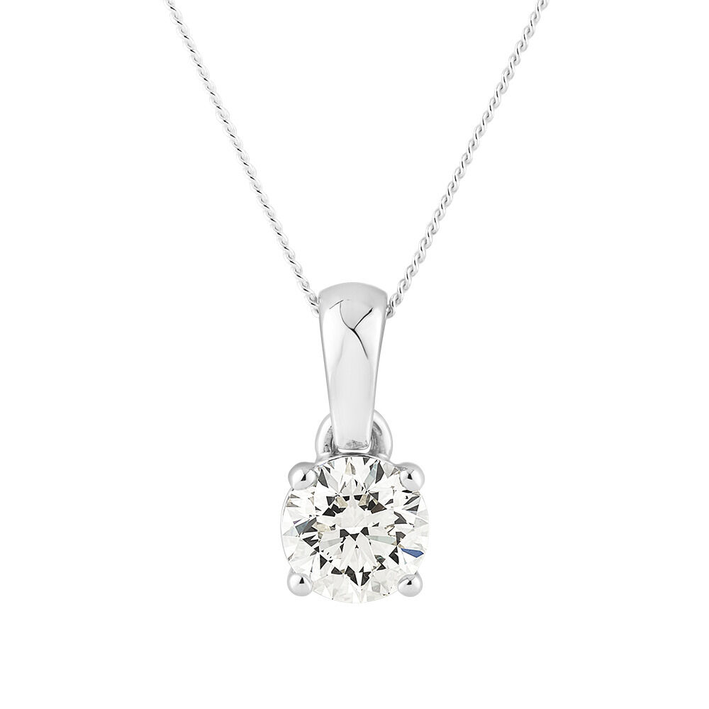 Solitaire Pendant with a 1 Carat TW Diamond in 14kt White Gold