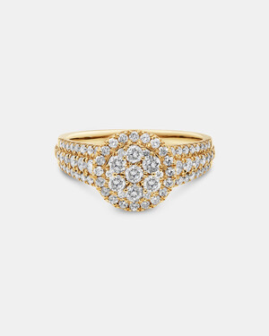 Round Halo Ring with 1.0 Carat TW of Diamonds in 10kt Yellow Gold