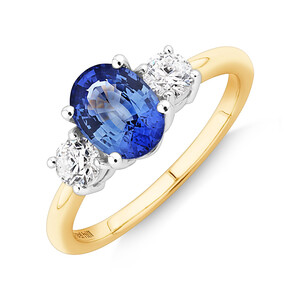 Sapphire Ring with .40TW of Diamonds in 14kt Yellow and White Gold