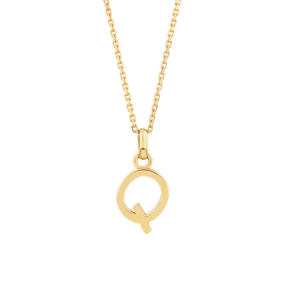 Q Initial Pendant in 10kt Yellow Gold