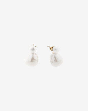 Drop Earrings with Cultured Freshwater Baroque Pearls in 10kt Yellow Gold