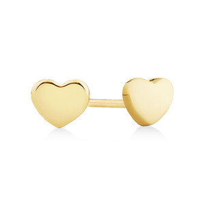 Heart Stud Earrings in 10kt Yellow Gold