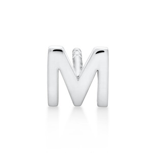 M Initial Single Stud Earring in Sterling Silver