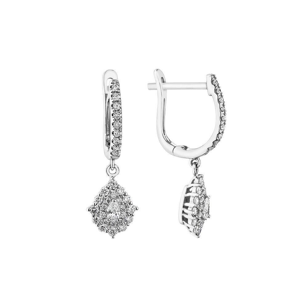 Sir Michael Hill Designer Fashion Vintage Floral Earrings with 0.40 Carat TW of Diamonds in 18kt White Gold