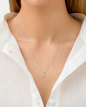 J' Initial necklace with 0.10 Carat TW of Diamonds in 10kt White Gold