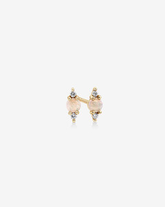 Stud Earrings with Opal & Diamonds in 10kt Yellow Gold