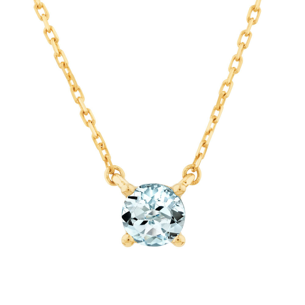 Gold March Aquamarine Birthstone Necklace | Under the Rose